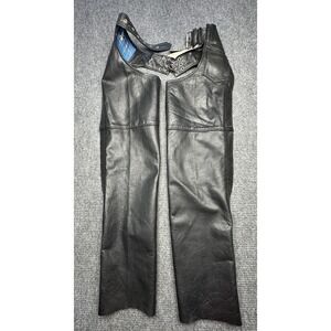 X Element Leather Chaps Mens XS Black Motorcycle Riding Zip Leg Biker Pants